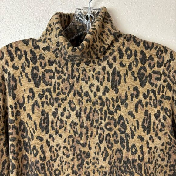 Zara Animal Print Turtleneck Sweater Dress Size Large - Picture 2 of 5